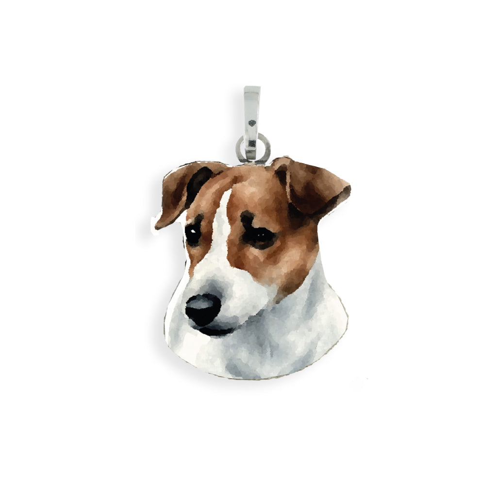 Medaglia pendente in argento con razza Jack Russel
