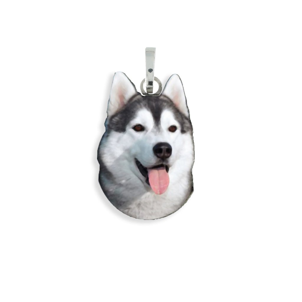 Medaglia pendente in argento con razza Husky