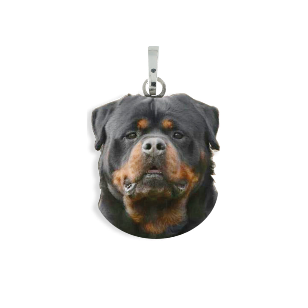 Medaglia pendente in argento con razza Rottweiler