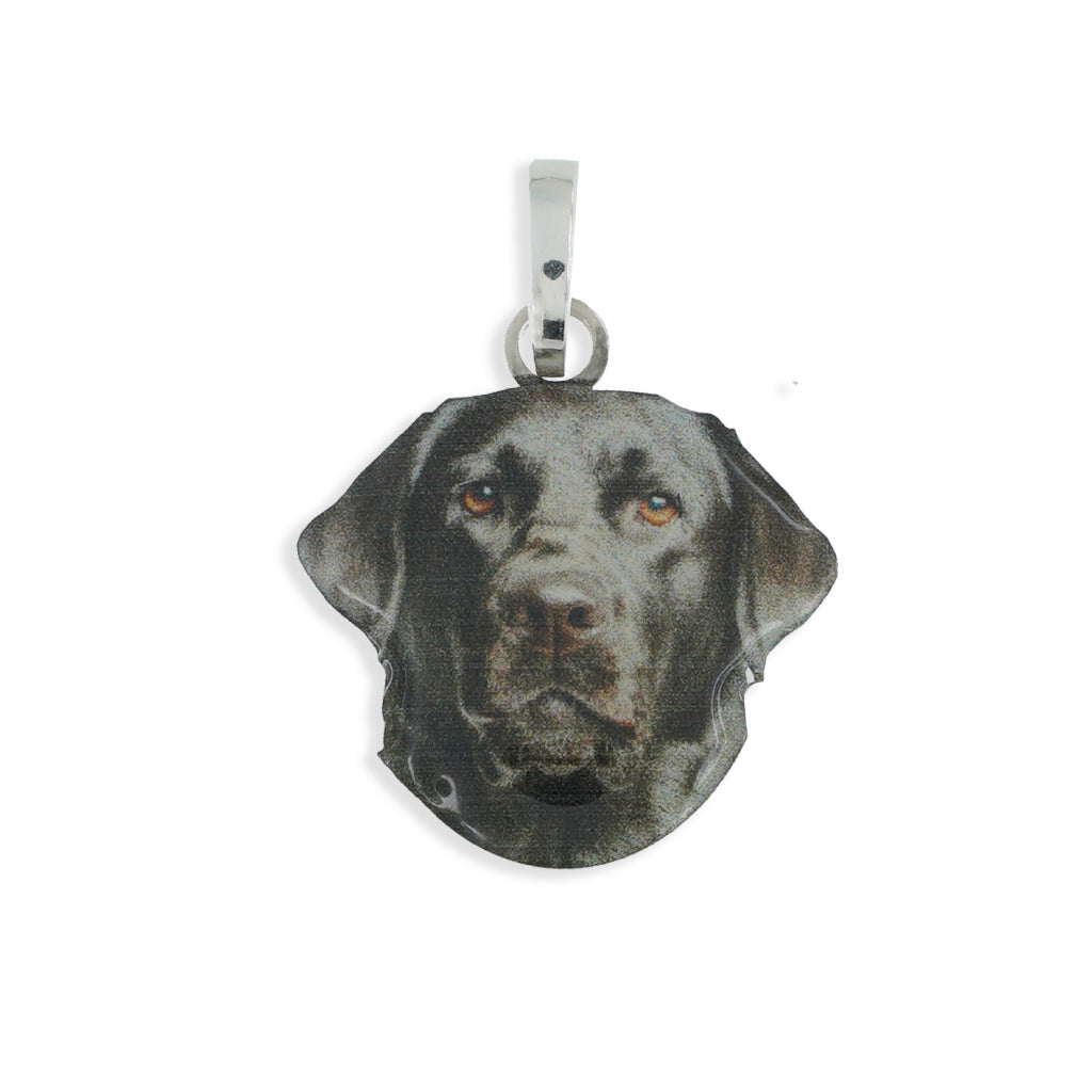 Medaglia pendente in argento con razza Labrador nero