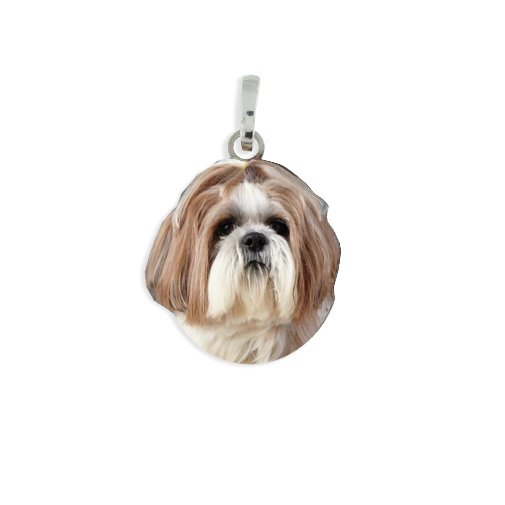 Medaglia pendente in argento con razza   Shih Tzu