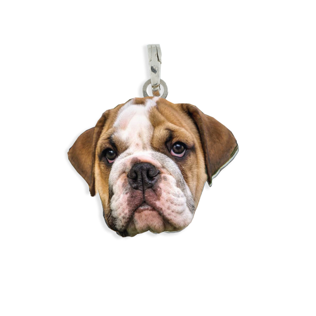 Medaglia pendente in argento con razza   Buldog inglese