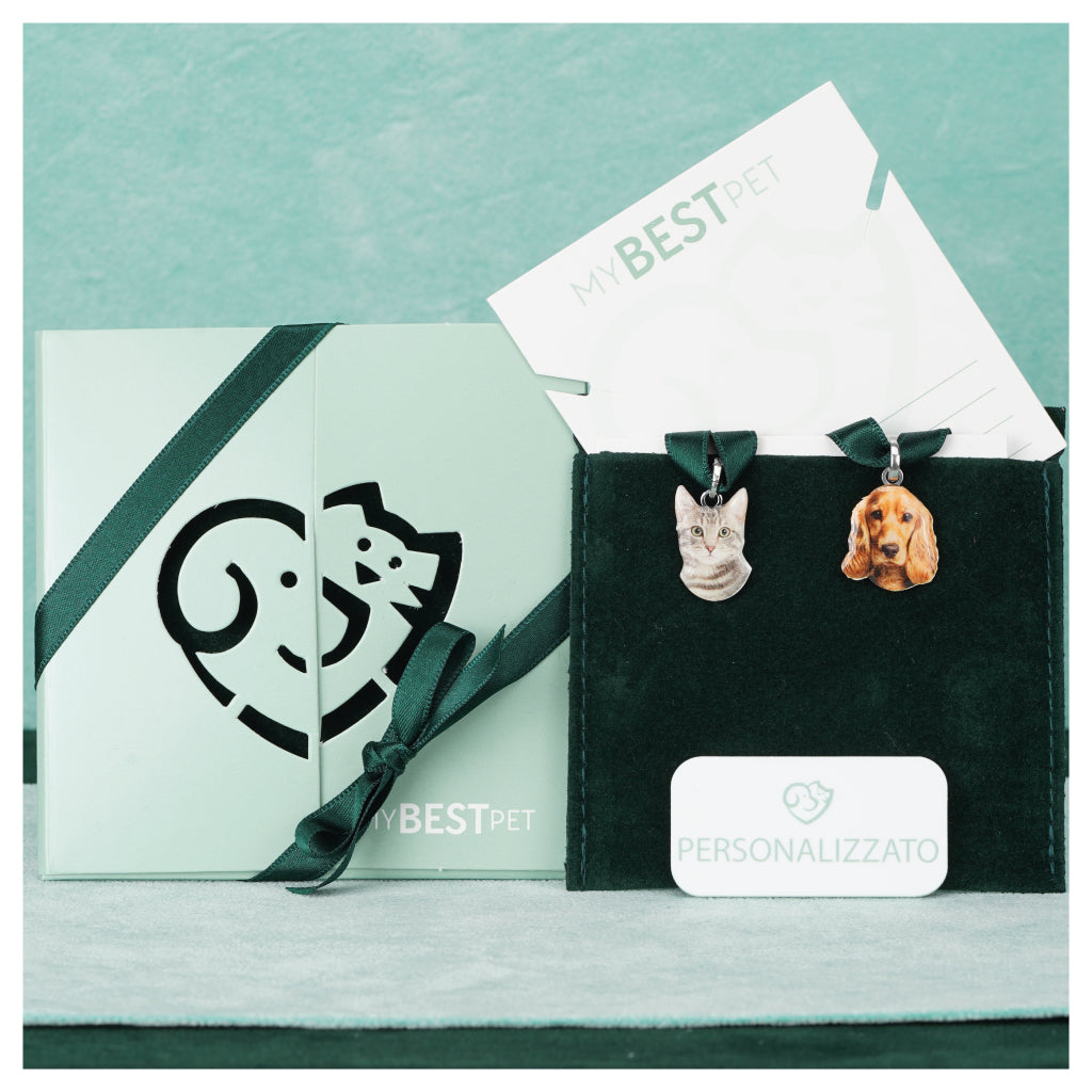 Medaglia pendente in argento con razza Volpino bianco