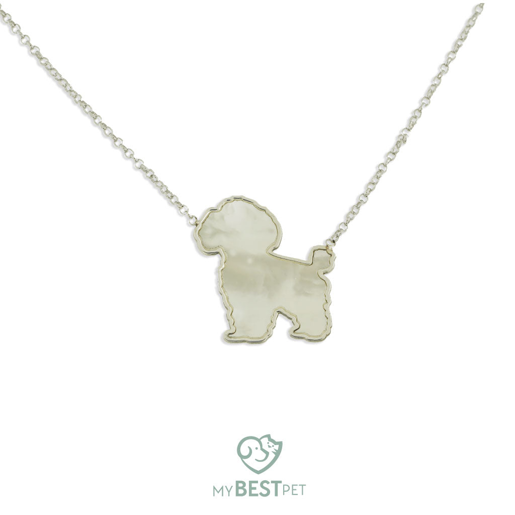 Collana Barboncino Toy in argento  con madrelerla naturale