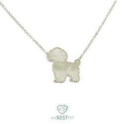 Image of Collana Barboncino Toy in argento  con madrelerla naturale
